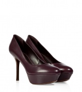 Classic and versatile, these luxe leather platform pumps from Sergio Rossi will upgrade any look - Round toe, front platform, stiletto heel - Pair with a cocktail sheath, leather leggings, a pencil skirt, or even skinny jeans