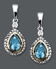 This December, surprise her with stunning birthstone earrings. Crafted in 14k gold and sterling silver, pear-cut blue topaz (1 ct. t.w.) and a sparkling diamond accent make these teardrop earrings a total knockout. Approximate drop: 1 inch.