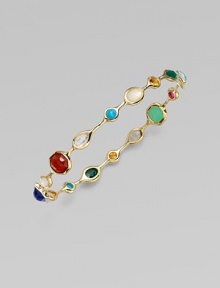 From the Rock Candy® Collection. A kaleidoscope of colorful semi-precious stones set in radiant 18k gold. Mother-of-pearl, turquoise, clear quartz and dyed red agateLapis, orange citrine, gold green agate and madeira citrineChrysoprase, ruby and blue topaz18K goldDiameter, about 2.5Slip-on styleImported 