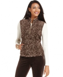 Layer up in Charter Club's cheetah-print quilted vest. It's perfectly weekend-ready with your favorite lounge pants and tee!