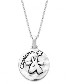 Disciplined, patient, practical & prudent. Unwritten's chic Zodiac pendant features the signature Capricorn design with these unique qualities listed on the reverse side. Set in sterling silver. Approximate length: 18 inches. Approximate drop: 3/4 inch.