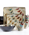 Refresh the casual table with the colorful vines and contemporary dishes of Sango's Flora Black dinnerware set. With place settings for four in dishwasher-safe stoneware.