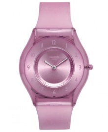 A mesmerizing shade of purple gives this Purple Softness collection Swatch watch a regal appearance.