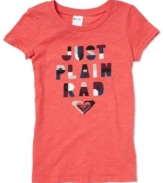 Every Roxy girl is just plain rad when proudly wearing this graphic tee.