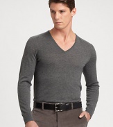 Elegantly crafted in Italy from soft, sumptuous cashmere yarns, a handsome v-neck sweater exudes masculine polish in a trim, streamlined silhouette.V-neckCashmereDry cleanImported