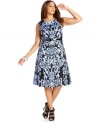 INC's plus size dress ensures you're always perfectly attired! The elegant print and classic A-line silhouette transition easily from day to night.