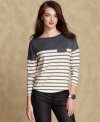 Set your sights on stripes in Tommy Hilfiger's classic top, featuring mixed materials for a charming touch.