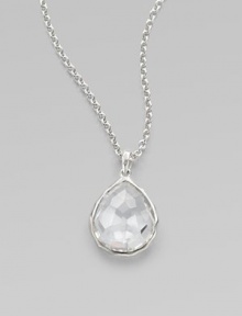 From the Rock Candy® Collection. This versatile style features a faceted, teardrop shape clear quartz stone set in sterling silver on a pretty link chain. Clear quartzSterling silverLength, about 16 to 18 adjustablePendant size, about ½ Lobster clasp closureImported 