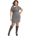 Look super-cute in the cold with Love Squared's plus size sweater dress, fashioned from a marled knit.