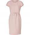 Give your look that chic Uptown polish with Paule Kas immaculately tailored powder pink wool sheath, detailed with a structural bow at the waist for a sweet feminine finish - Round neckline, cap sleeves, tailored waist with structural bow, metal square aglets - Tailored fit - Wear with flawless flats and a ladylike handbag