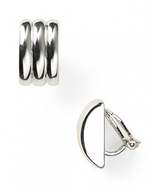 Silver plated and chicly sized. Lauren by Ralph Lauren's ridged hoop earrings are a jewel box staple you'll reach for again and again.