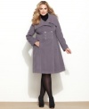 A flattering A-line silhouette elegantly defines Alfani's plus size coat-- it's a must-have for your dressy wardrobe.