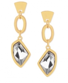 A touch of glass. These oval-link drop earrings from Robert Lee Morris glisten with glass stones for a glamorous touch. Crafted from gold-tone mixed metal. Approximate drop: 2 inches.