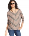 Chevron stripes add a graphic appeal to this Bar III top for a cool yet casual look -- perfect over your fave denim!