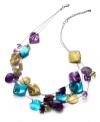 Colorful shell embellishments lend a boho look to this illusion necklace from Style&co. Crafted in hematite tone mixed metal. Approximate length: 18 inches + 2-inch extender.