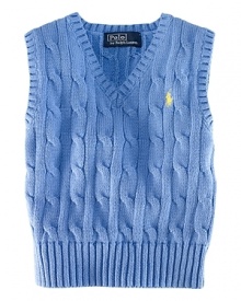 The essential sweater vest in handsome and durable cabled cotton.