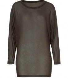 Stylish top of fine, olive green rayon - amazingly soft and comfortable to wear - new, casual Dolman silhouette, cut loose and long - with feminine rounded neck and fashionable butterfly sleeves - a super combo piece, works both as a fashion accent to stylish office looks, as well as to casual outfits - wear with a slim skirt, skinny jeans or shorts