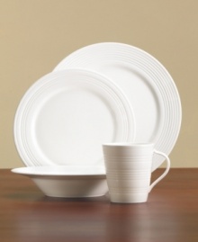 Two mix-and-match, ridged patterns-Sevenº and Fourº-combine to lend your table a modern, geometric aesthetic. Seven ring salad plate. From Lenox's dinnerware and dishes collection. Qualifies for Rebate