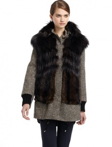 THE LOOKPlush rex rabbit fur at removable collar