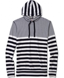 With sweet stripes and easy pullover styling, this American Rag hoodie will soon be your new weekend look.