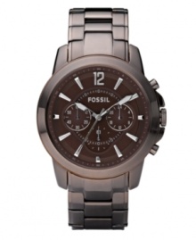 A classic steel watch gets a fashion-forward look with brown plating, by Fossil.