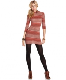 With a boho-chic striped knit, this fitted Free People sweater dress is perfect for a hot transitional look!