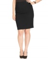 Lend feminine sophistication to your work wardrobe with Alfani's plus size pencil skirt, crafted from tiered panels.