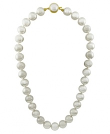 From the island of Mallorca, Spain this beautiful strand of organic man-made pearls (12 mm) is hand-strung and features an 18k gold over sterling silver clasp. Approximate length: 16-18 inches.