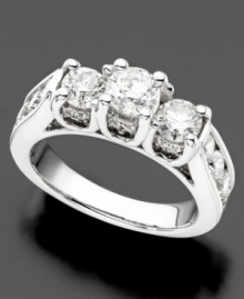 Everlasting beauty in its purest form. This ring features round-cut diamond (1-3/4 ct. t.w.) set in 14k white gold.