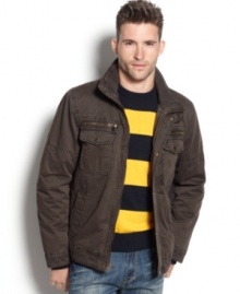 Stay warm in rugged style with this sherpa lined jacket from Levis.