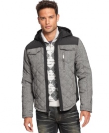 This INC International Concepts quilted hooded jacket will keep you warm while looking cool.