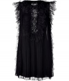 Super chic black pleated dress with crystal detailing - Make an entrance in this feminine dress - Beautiful crystal and lace detailing - Pair with lace tights and platforms for cocktail party perfection - Style with a blazer, opaque stockings, and ankle booties