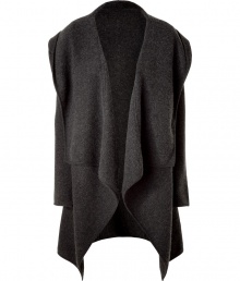 Elevate your cold weather style in this ultra-luxe cashmere cape from Donna Karan - Oversized shawl collar with hood and cascading front drape, long sleeves, draped silhouette - Pair with a cashmere pullover, skinny jeans, and high heel booties