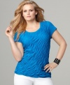 Pair your casual bottoms with DKNY Jeans' short sleeve plus size top, accented by shirring. (Clearance)