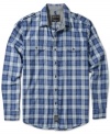 Trade in boring for brash with your all-weekend all-star: this cool plaid shirt from Calvin Klein.