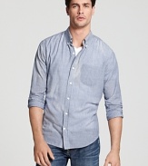 The classic oxford in tonal ministripes for a day-to-evening look every guy will be comfortable with.