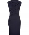 Party-perfect style is effortlessly achieved with this figure-flattering draped dress from Azzaro -Asymmetrical draped neckline, sleeveless, side draped with crystal embellishment, figure-hugging silhouette, concealed side zip closure - Pair with sky-high heels and a leather clutch