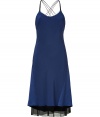 The Downtown chic answer to cocktails, Rag & Bones cross-back dress is both contemporary and cool - Scoop neckline, strappy cross-back, draped back, black tulle underlay at hem, tonal side inserts - Fitted top, loosely fitted skirt, longer back - Wear with heels and a dusting of fine jewelry