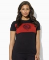 Lauren Ralph Lauren's iconic plus size tee in soft cotton jersey is embellished with a beaded logo for a chic, heritage look.