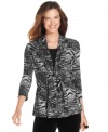 Snag two looks for one great price with Elementz' layered look petite top, including a printed cardigan and solid shell.