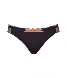 Turn up the heat in this luxe, vintage-inspired brief from La Perla - Wide waistband with lace accents, contrasting rose-hued detail, lace side panels, classic brief style - Perfect under virtually any outfit or paired with a matching bra for stylish lounging