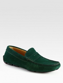 Sophisticated suede features a subtle logo detail rubber grip soles.Suede upperLeather liningRubber soleMade in Italy