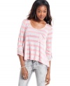 Kickback in this high-low top from Eyeshadow! Sports easygoing stripes and a super-relaxed fit.