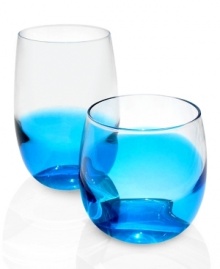 Stained glass. These minimalist glass tumblers cast modern tables in bright, Caribbean-blue light. An easy, eye-catching addition to casual settings. From Dansk's collection of drinking glasses.