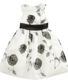 She'll be the belle of the ball in this classic and elegant black and white Bonnie Jean dress.