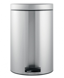 Put the pedal to the metal. This trash can features a patented soft-touch closure that lets the lid open smoothly and silently with just a gentle push of the pedal. The all-steel design has a fingerprint-proof finish to help your kitchen shine brighter with less effort. 10-year warranty.