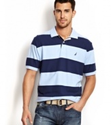 Keep it simple this season. Toss on this polo from Nautica for a casual preppy look.