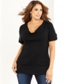 INC's basic black plus size top is a go-with-anything classic you'll love season after season.