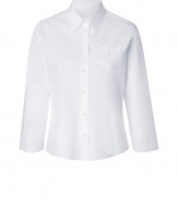 Minimalist and chic, this stretch cotton shirt from Jil Sander Navy injects sophistication into your workweek style - Classic collar, bracelet-length sleeves, buttoned cuffs, front button placket - Tailored silhouette - Pair with cropped trousers or a figure-hugging pencil skirt