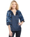 Jones New York Signature's printed peasant top is a sophisticated look with a touch of global chic.